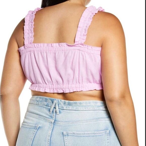 BP Purple Tulip Sleeveless Gathered Crop Tank Top Square Neck Women's NWT - Picture 3 of 6